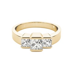 GIA Certified 2.29 Carat Princess Cut Three-Stone Tension Diamond Ring (bague à trois pierres)