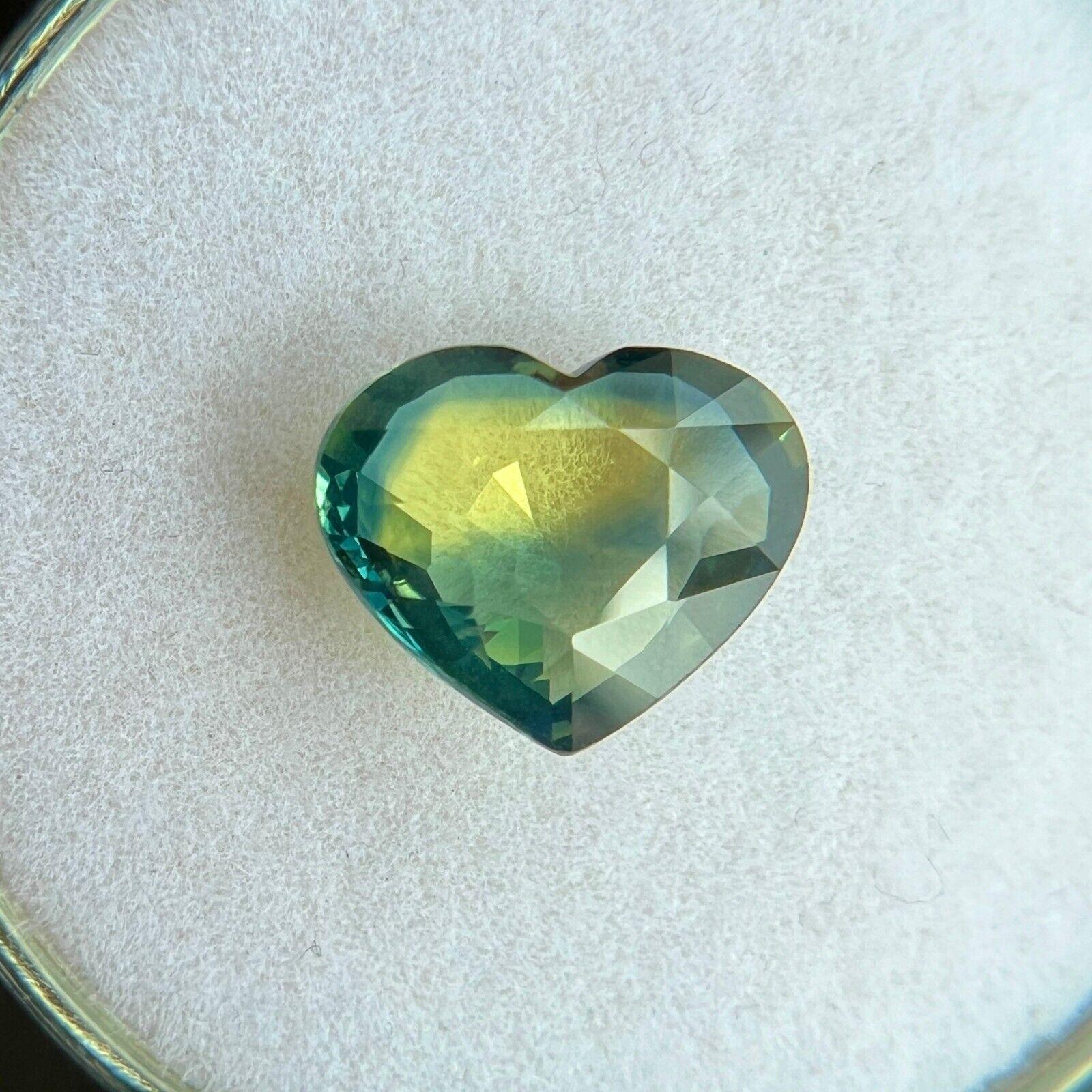 Women's or Men's Gia Certified 2.29ct Sapphire Natural Australian Bi Colour Untreated Heart Cut For Sale