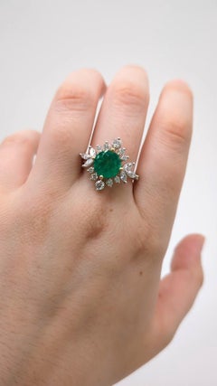 GIA Certified 2.2ct Colombian Emerald Ring w Natural Diamond Accents in 14K Gold