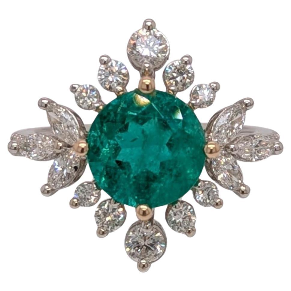 GIA Certified 2.2ct Colombian Emerald Ring w Natural Diamond Accents in 14K Gold