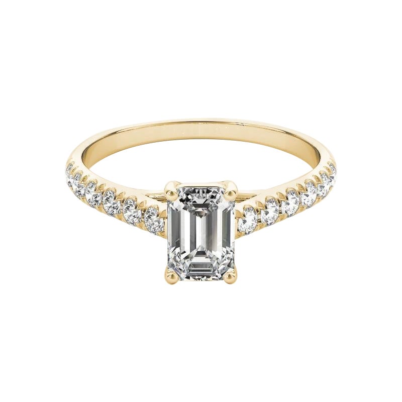 GIA Certified 2.2ct Emerald Pave Trellis Entwined Prong Diamond Ring
