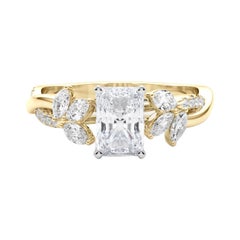 Bague en diamant certifié GIA 2.2ct Radiant Entwined Garden Flower Vine