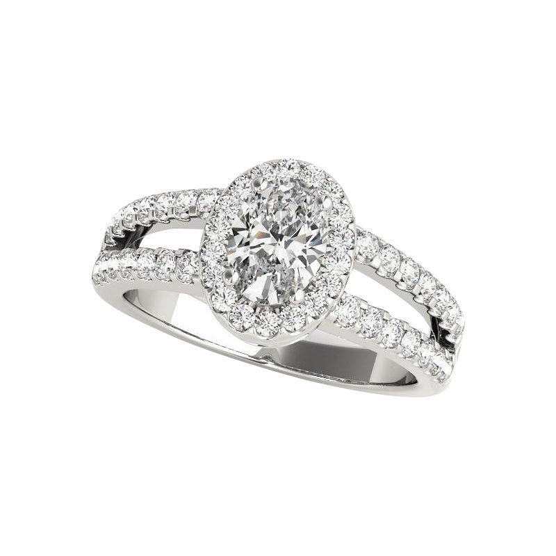 GIA Certified 2.3 Carat Halo Oval Filigree Split Shank Diamond Ring
