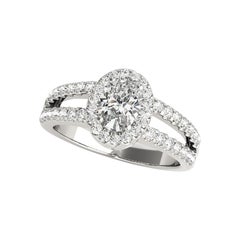 GIA Certified 2.3 Carat Halo Oval Filigree Split Shank Diamond Ring