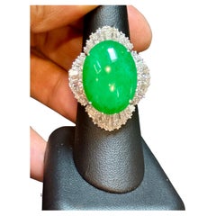 GIA Certified 23 Carat Jadeite Jade +4.5ct Diamond Cocktail Ring Platinum Estate