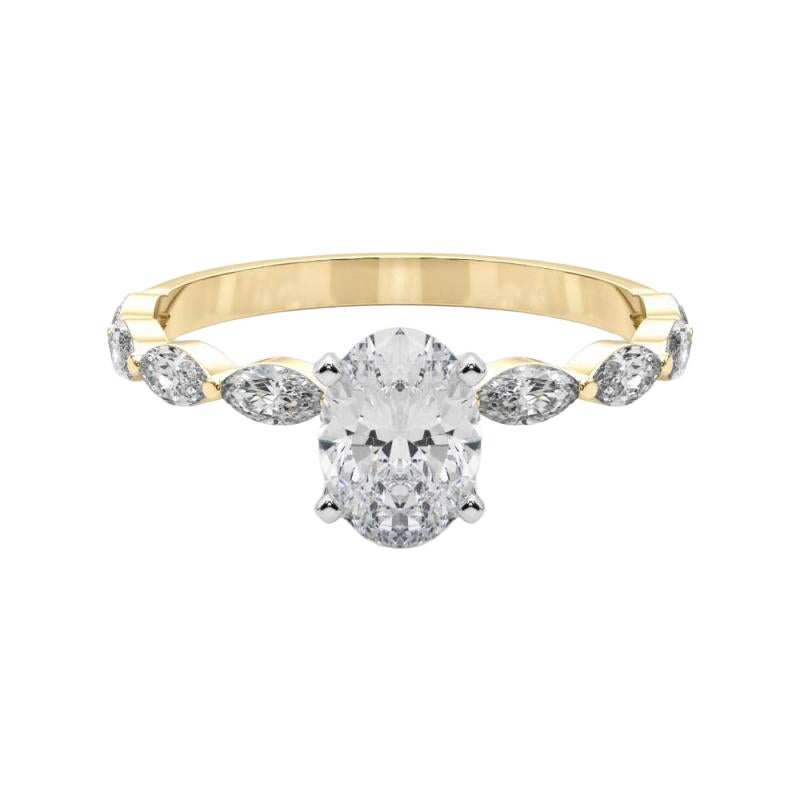 Anello con diamante solitario ovale a fascia con diamante certificato GIA da 2.3 carati