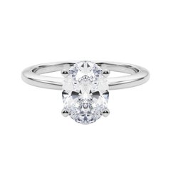 GIA Certified 2.3 Carat Oval Prong Set Solitaire Diamond Ring