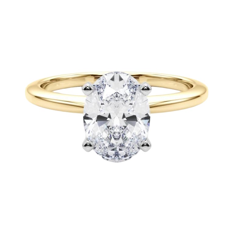GIA Certified 2.3 Carat Oval Prong Set Solitaire Diamond Ring