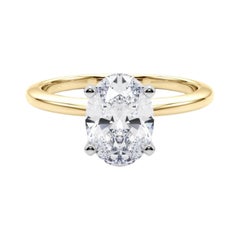 GIA Certified 2.3 Carat Oval Prong Set Solitaire Diamond Ring
