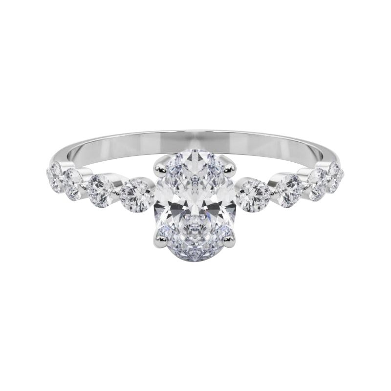 GIA Certified 2.3 Carat Oval & Round Brilliant Bezel Diamond Ring