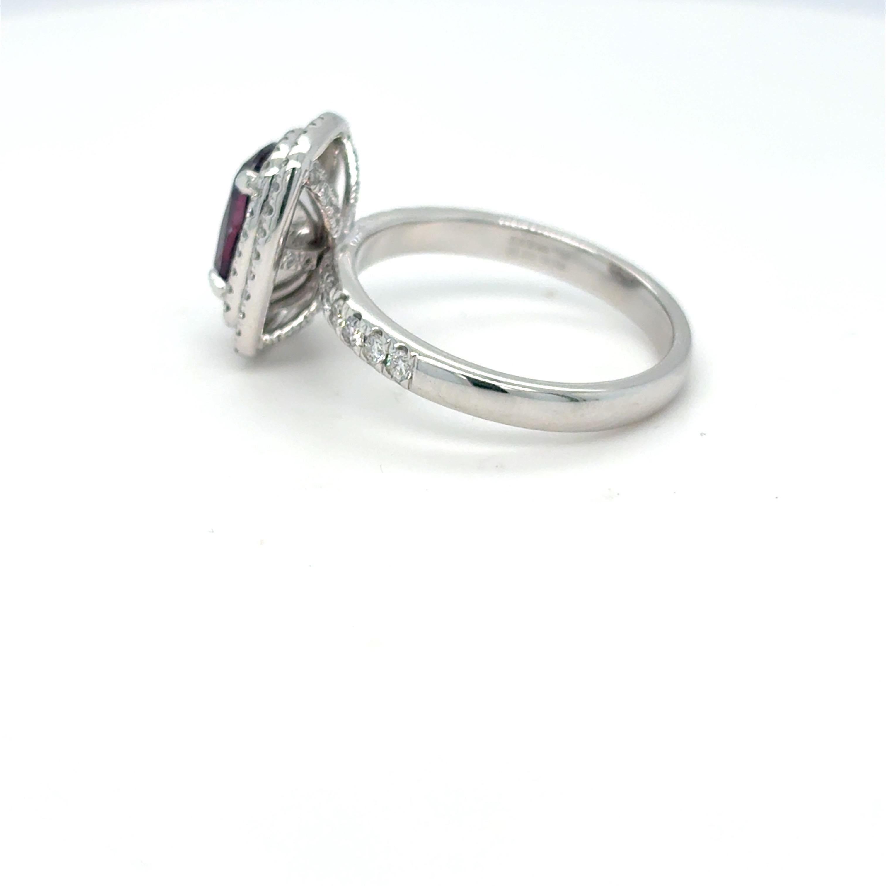 GIA Certified 2.30 Carat Cushion Cut Unheated Kashmir Sapphire Diamond Ring For Sale 7