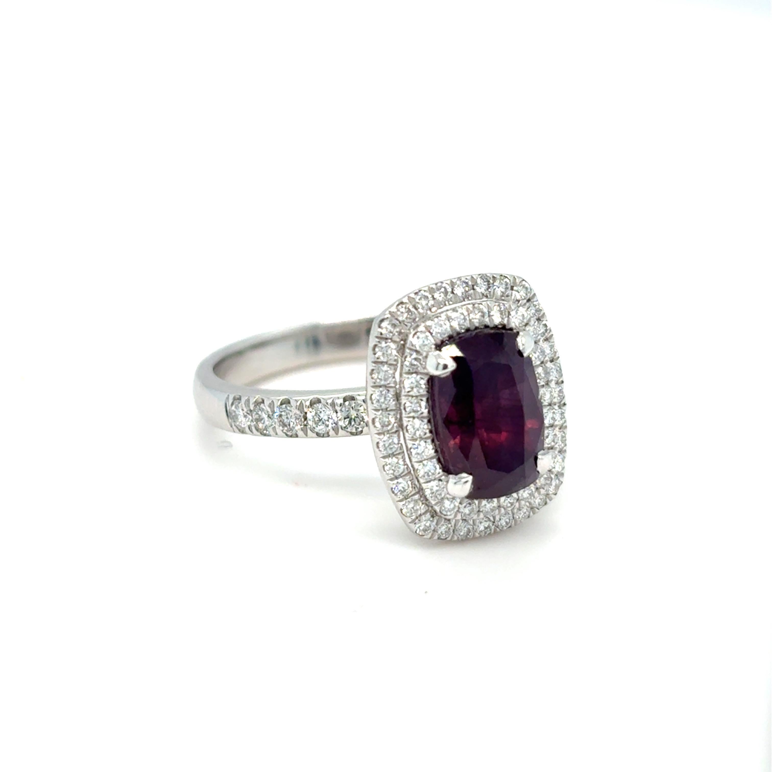 GIA Certified 2.30 Carat Cushion Cut Unheated Kashmir Sapphire Diamond Ring For Sale 9