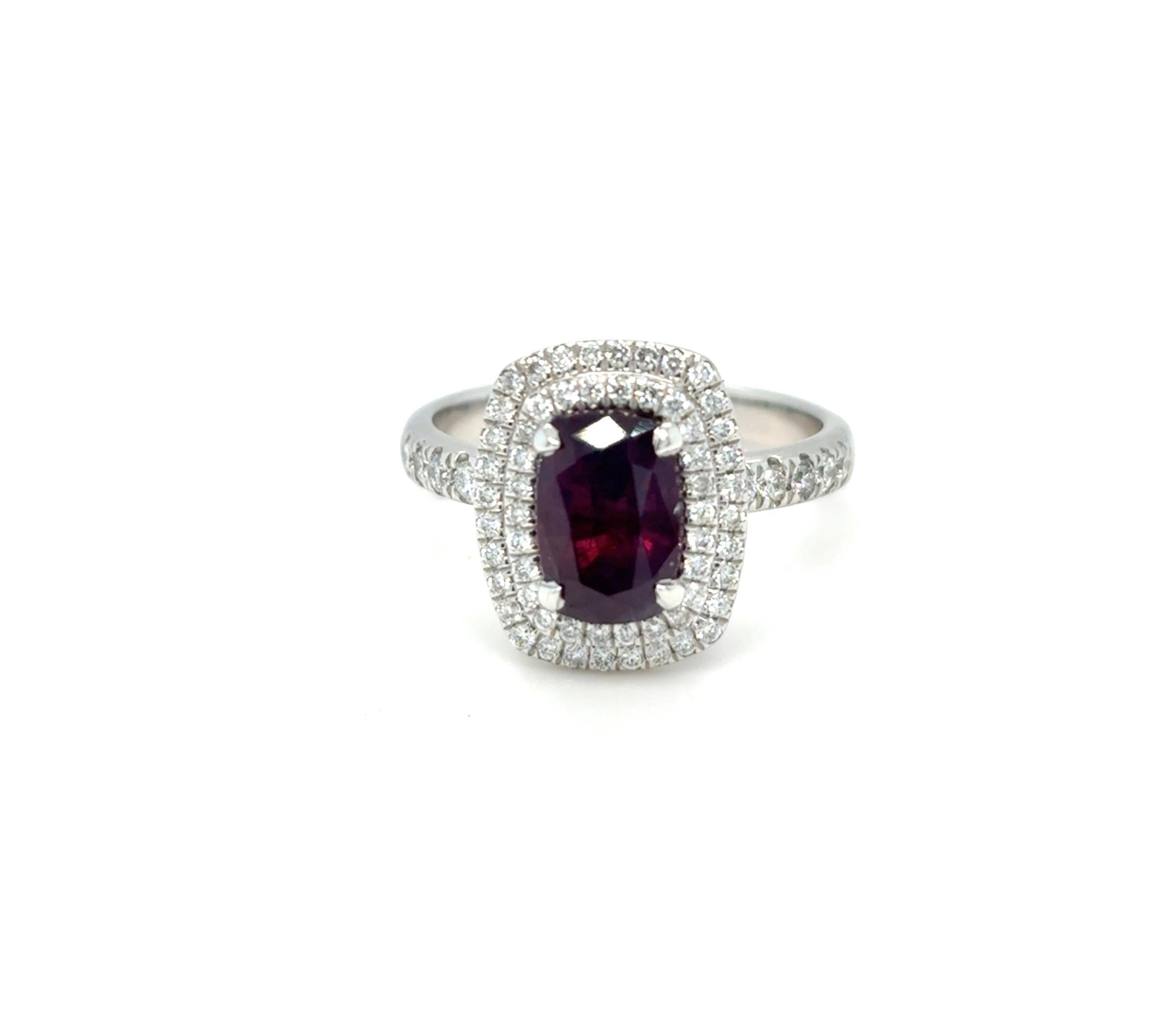 GIA Certified 2.30 Carat Cushion Cut Unheated Kashmir Sapphire Diamond Ring For Sale 10