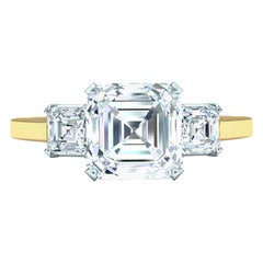 GIA Certified 2.30 Carat D-VS2 Asscher Three-Stone Ring