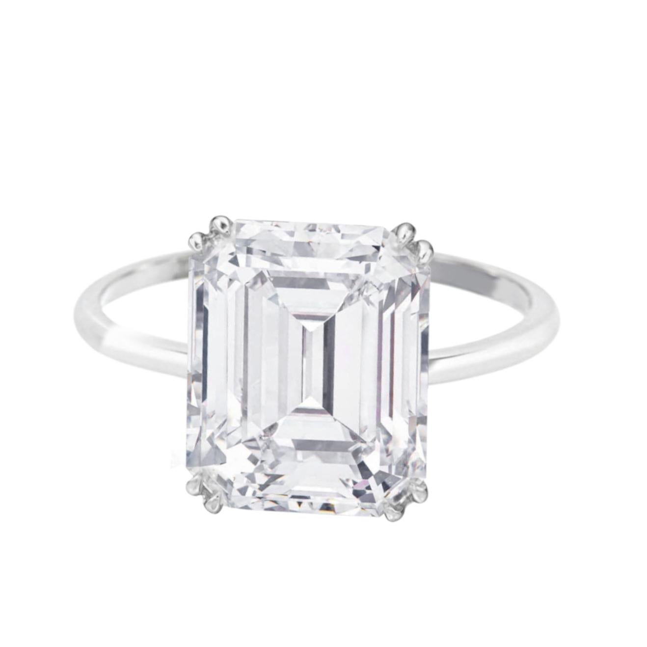 Modern GIA Certified 2.70 Carat Emerald Cut Diamond Platinum Ring