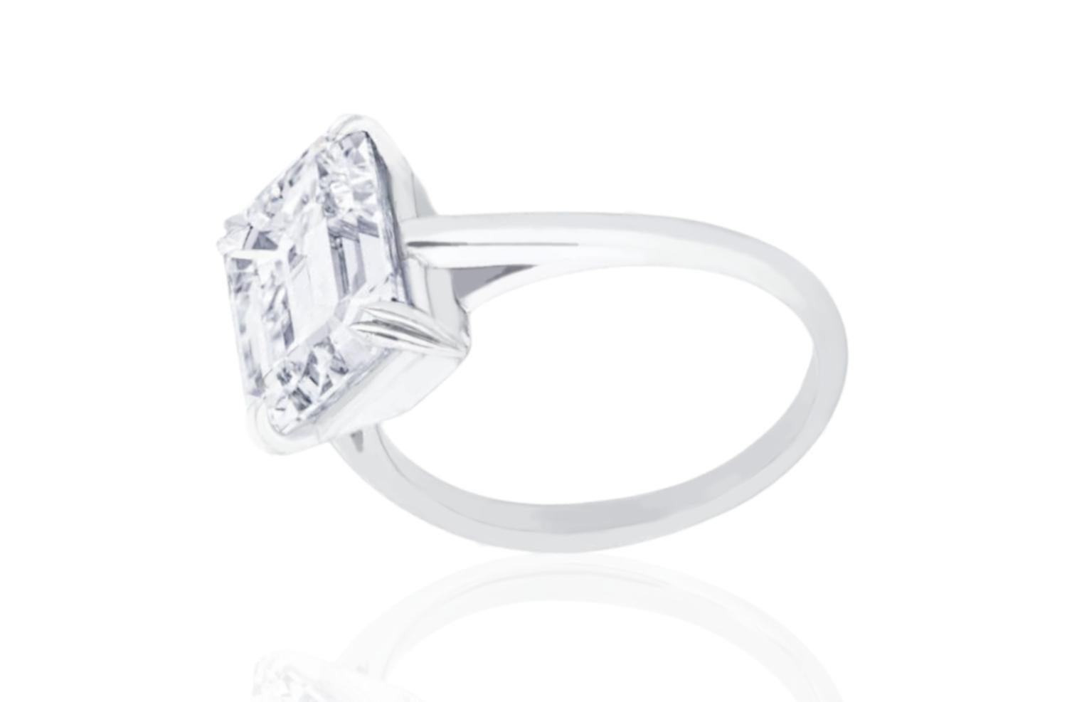 GIA Certified 2.30 Carat Emerald Cut Diamond Platinum Ring 