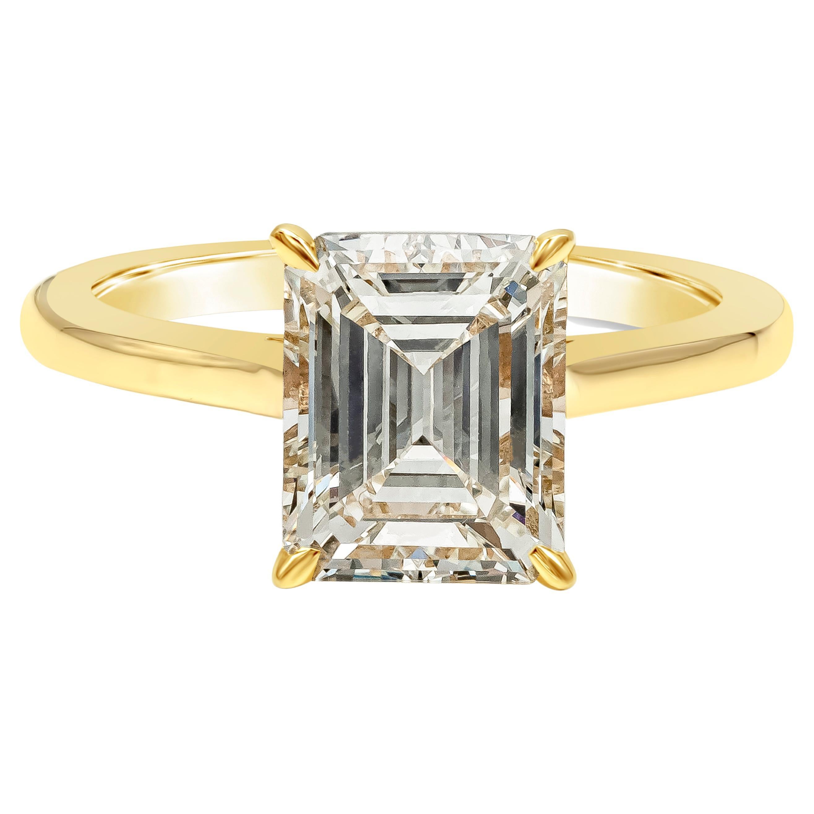 GIA Certified 2.30 Carat Emerald Cut Diamond Solitaire Engagement Ring
