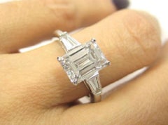 GIA Certified 2.30 Carat Emerald Cut Platinum Diamond Ring