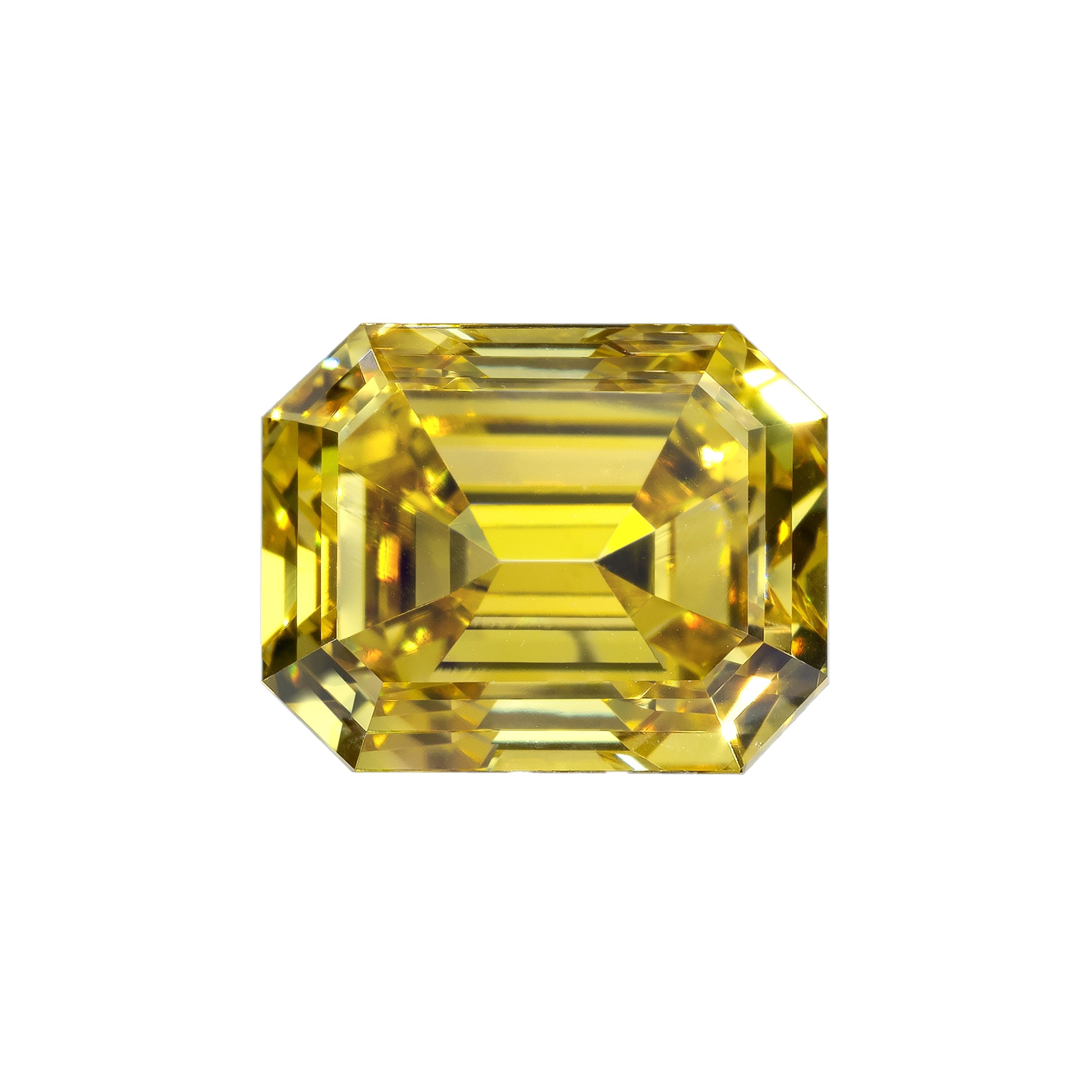 Women's or Men's GIA Certified 2.30 Carat Emerald Cut Yellow Diamond Ring For Sale