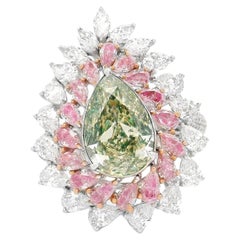 GIA Certified 2.30 Carat Fancy Brownish Greenish Yellow SI2 Clarity Diamond Ring