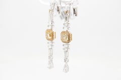 Pendants d'oreilles en or 18 carats avec diamant jaune fantaisie de 2,30 carats certifié GIA