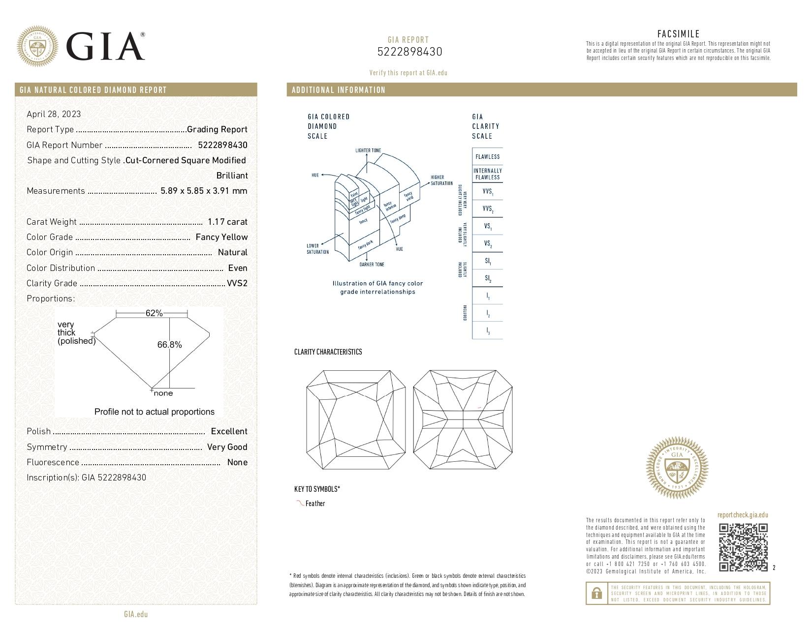 Orecchini pendenti con diamanti gialli fantasia certificati GIA da 2,30 carati in oro 18 carati in vendita 1