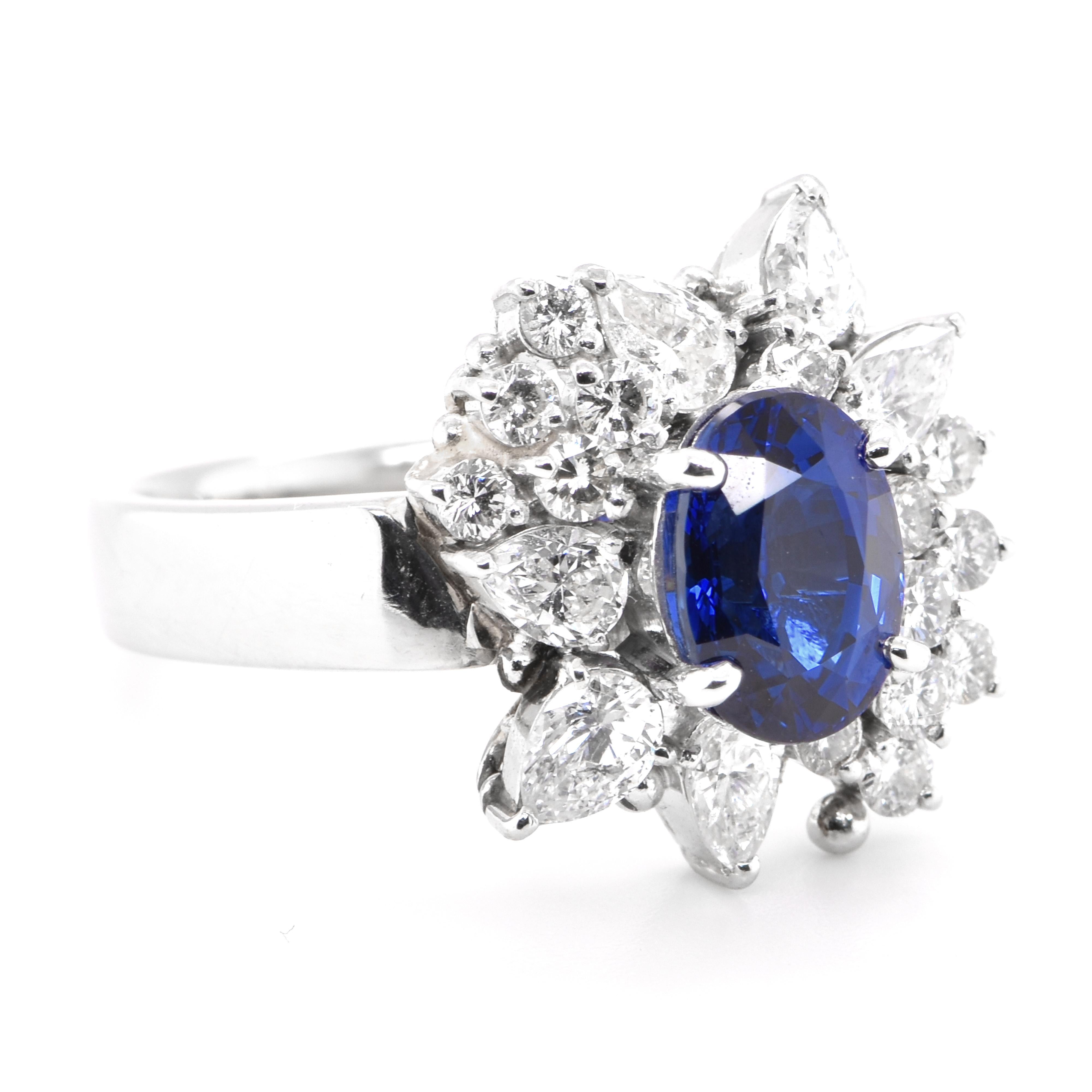 Modern GIA Certified 2.30 Carat Natural Madagascar Sapphire Ring Set in Platinum