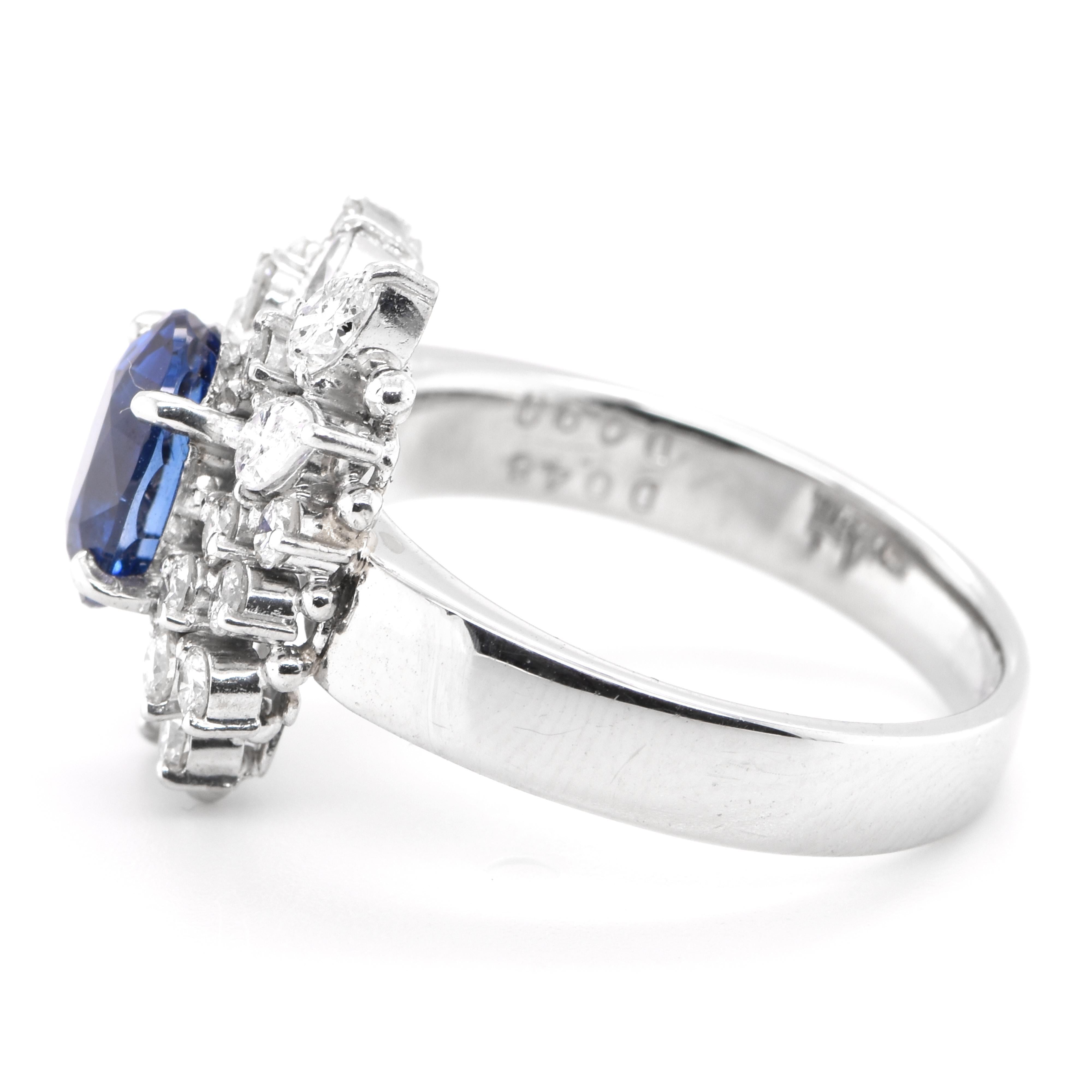 Oval Cut GIA Certified 2.30 Carat Natural Madagascar Sapphire Ring Set in Platinum