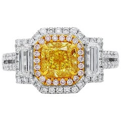 GIA Certified 2.30 Carat Natural Untreated Fancy Deep Yellow Diamond Ring