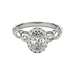 GIA Certified 2.30 Carat Oval Halo Ribbon Cathedral Diamond Ring