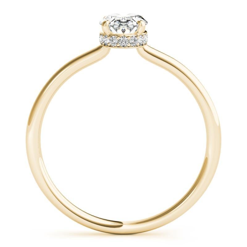 GIA zertifiziert 2,30 Karat Oval versteckt Halo Slim Band Gelbgold Diamantring (Ovalschliff) im Angebot
