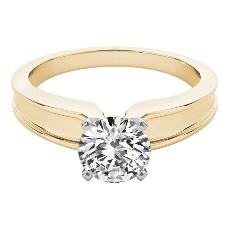 Anello con diamanti a fascia smussata con solitario rotondo da 2,30 carati certificato GIA