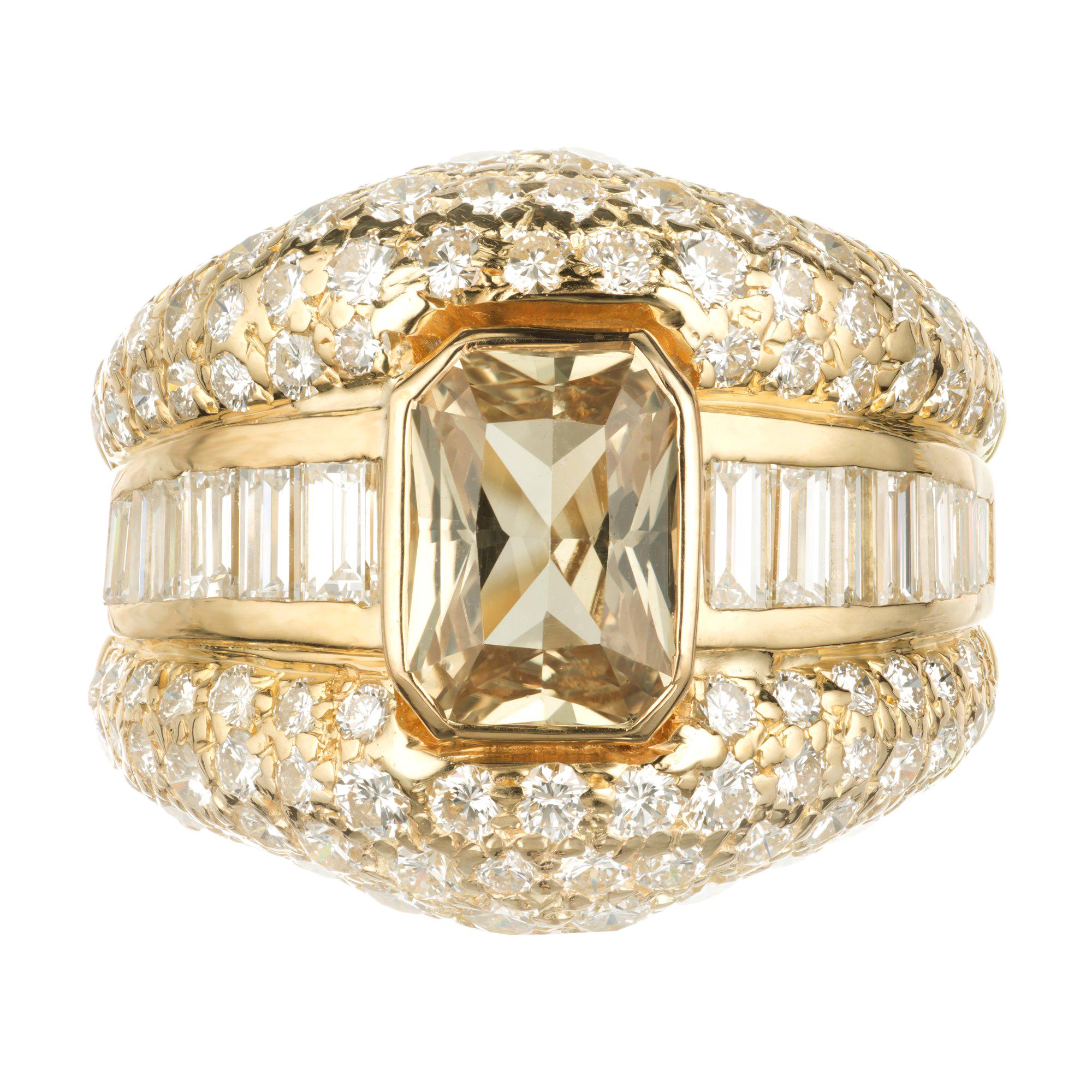GIA-zertifizierter 2,30 Karat Saphir-Diamant-Gelbgold-Cocktailring