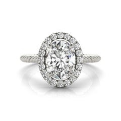 GIA-zertifiziert 2,30 Karat verdreht Seil Oval Halo Kathedrale Platin Diamant-Ring