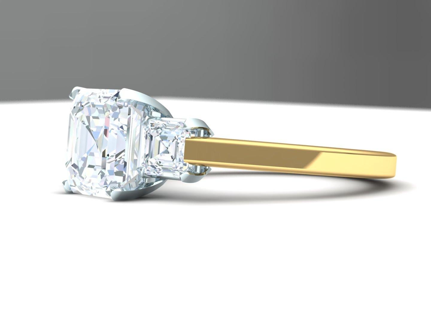 This stunning and classically designed engagement ring has a simple look and with breathtaking diamonds.  The center stone is GIA certified and has a diamond carat weight of 2 carats and a color and clarity of D-VS2.  The diamond is flanked by two