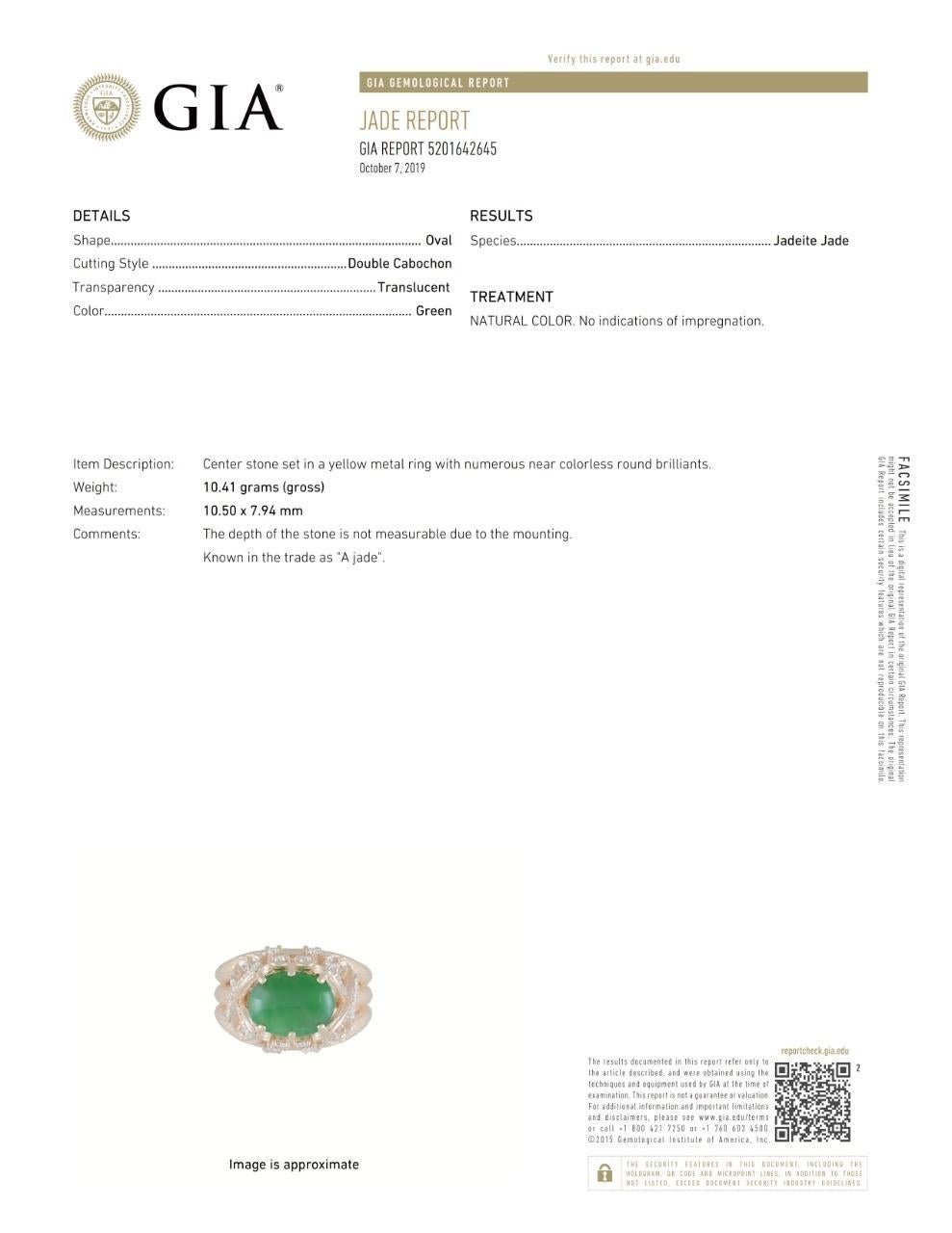 GIA Certified 2.30ct Type A Imperial Jadeite Jade 18K Rose / Yellow Gold Ring For Sale 2