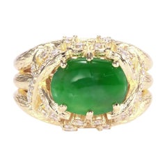 GIA Certified 2.30ct Type A Imperial Jadeite Jade 18K Rose / Yellow Gold Ring