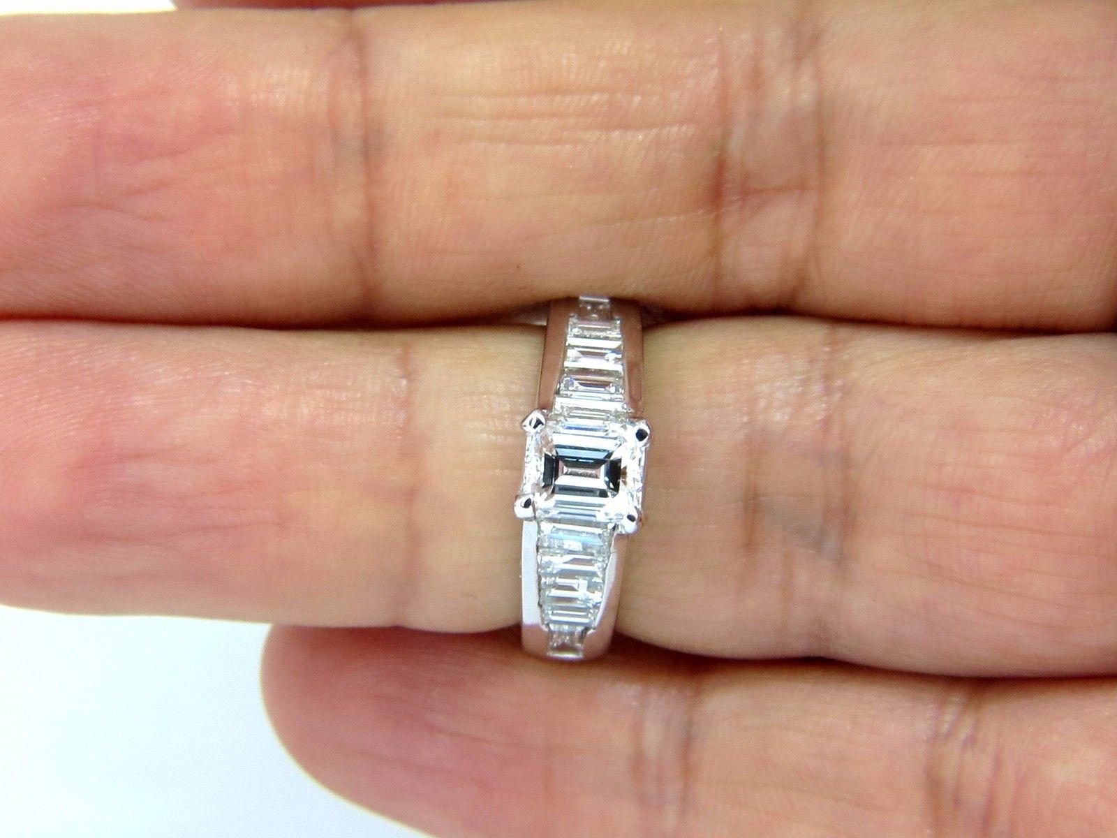 GIA Certified 2.31 Carat Emerald Cut Baguette Diamonds Ring 14 Karat 3