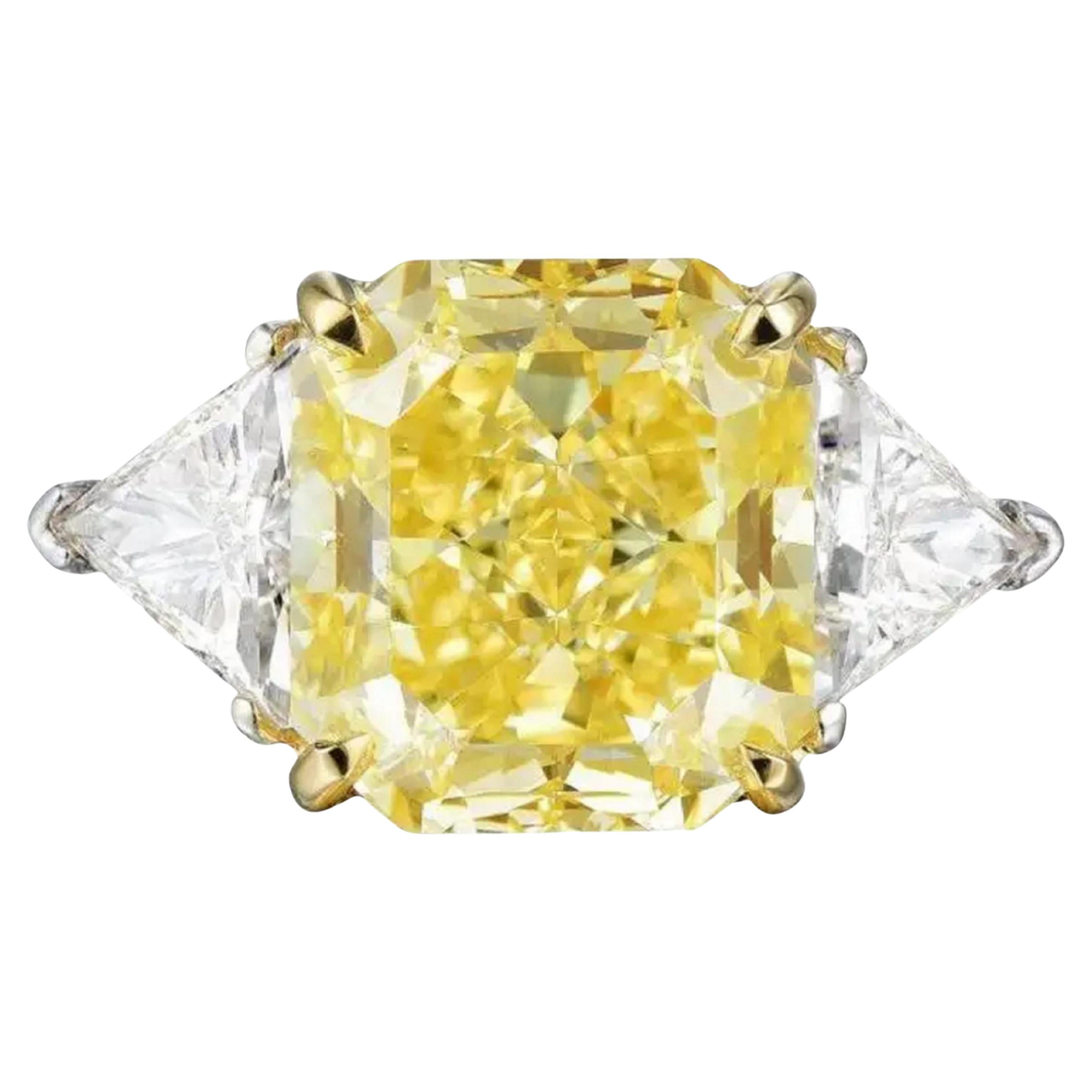 GIA Certified 2.31 Carat Fancy Yellow Cushion Cut Diamond Ring VS2 Clarity