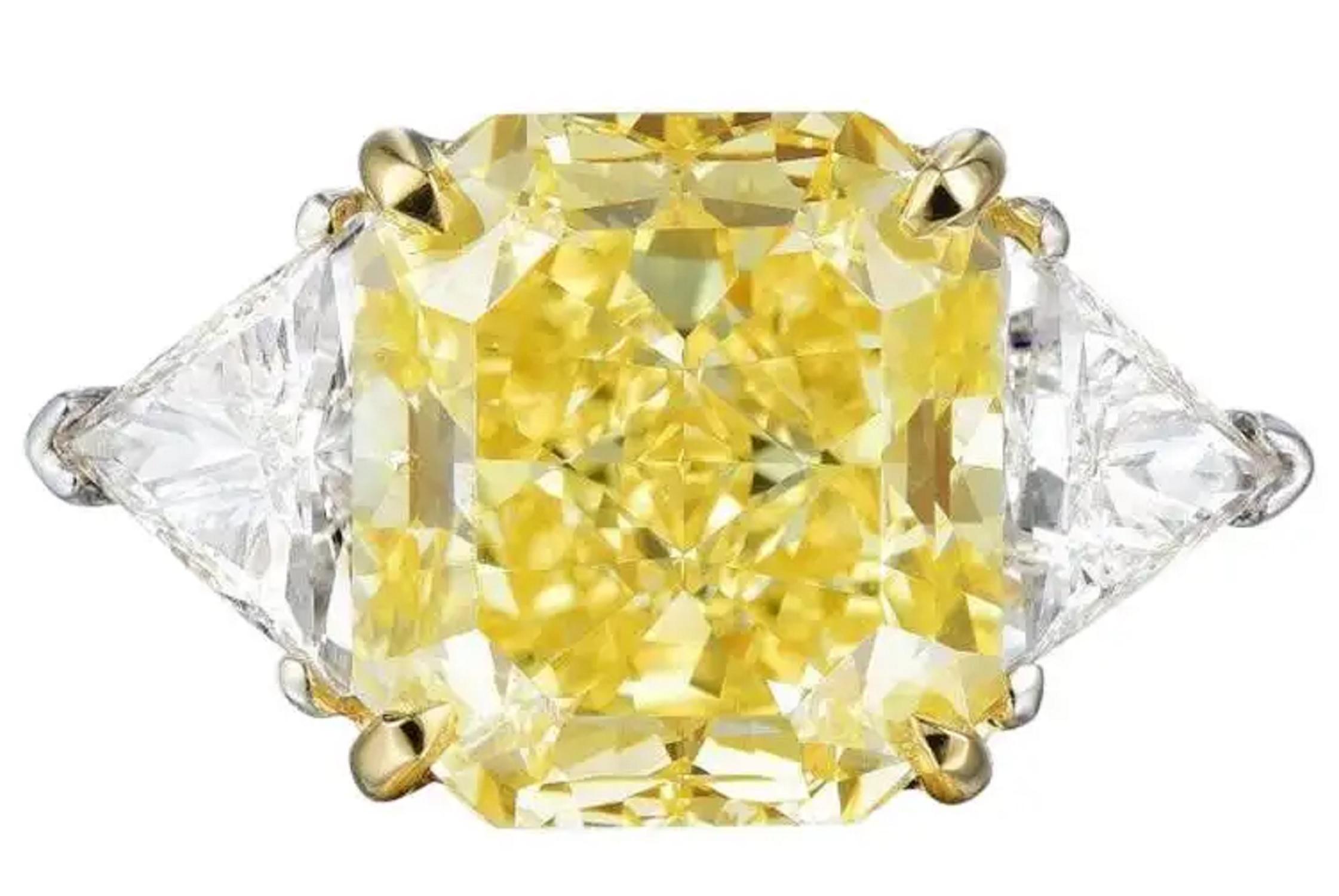 GIA Certified 2.31 Carat Fancy Yellow Cushion Cut Diamond Ring VS2 Clarity