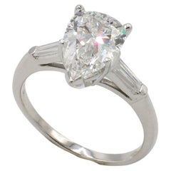 GIA Certified 2.31 Carat I SI1 Natural Pear Shape Diamond Engagement Ring
