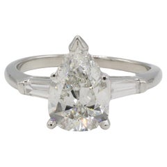 GIA Certified 2.31 Carat I SI1 Natural Pear Shape Diamond Engagement Ring