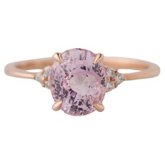 Anello con diamante ovale e zaffiro rosa naturale certificato GIA da 2,31 carati