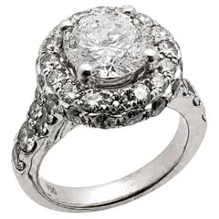 GIA Certified 2.31 CT Diamond Halo Engagement Ring