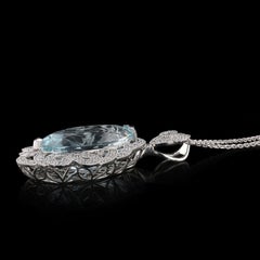 GIA Certified 23.14 Carat Aquamarine Diamond Pendant Necklace