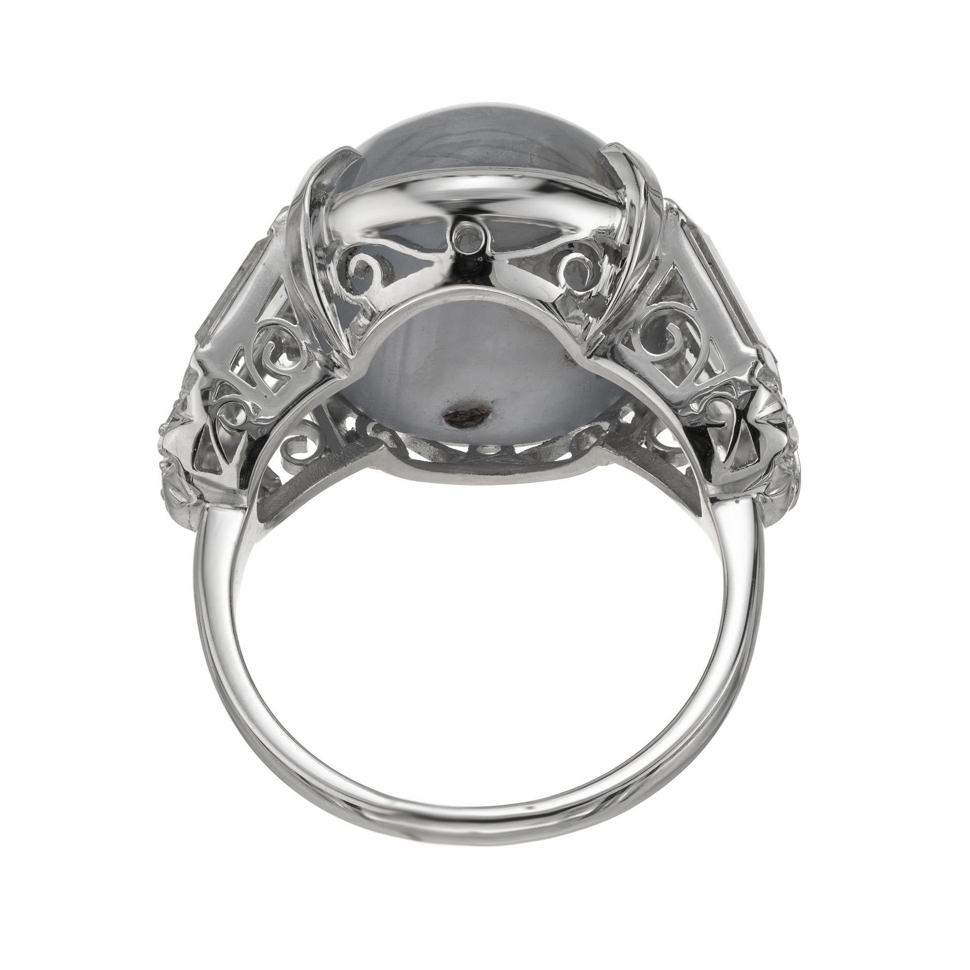 Anello in platino con zaffiro ovale e diamante certificato GIA da 23,19 carati in vendita 1
