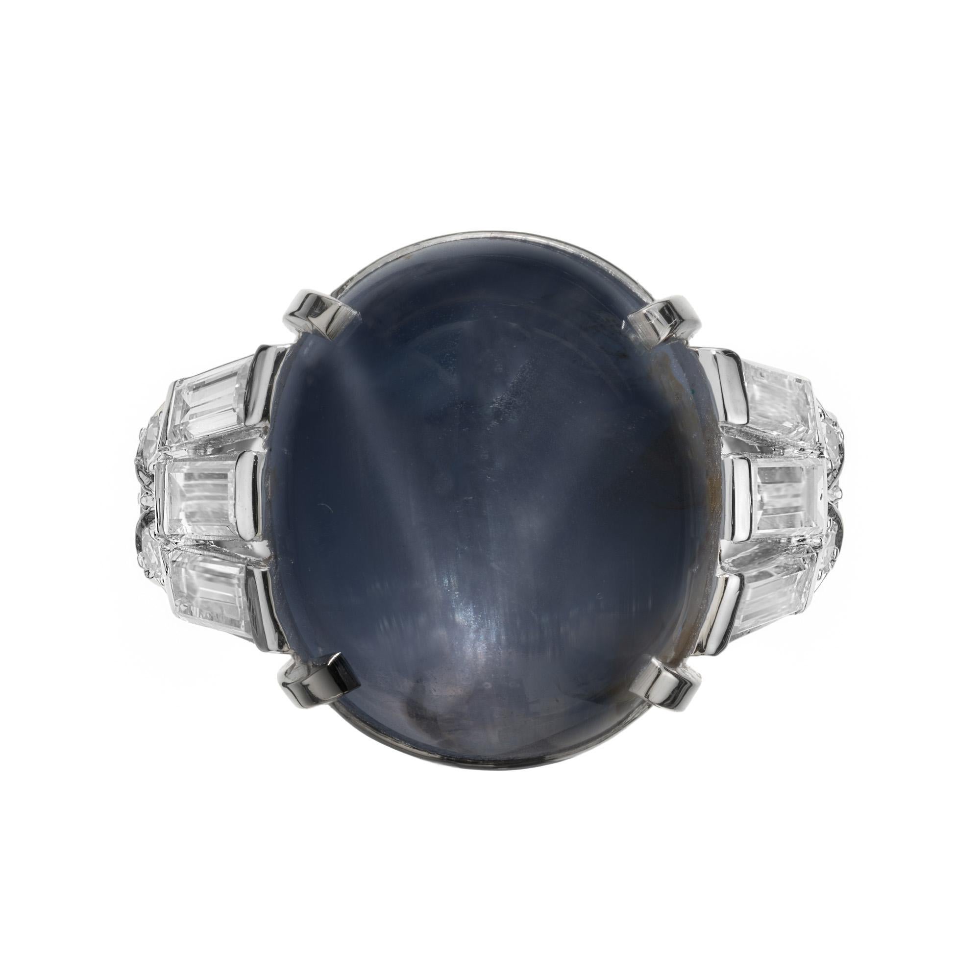 Anello in platino con zaffiro ovale e diamante certificato GIA da 23,19 carati in vendita 2