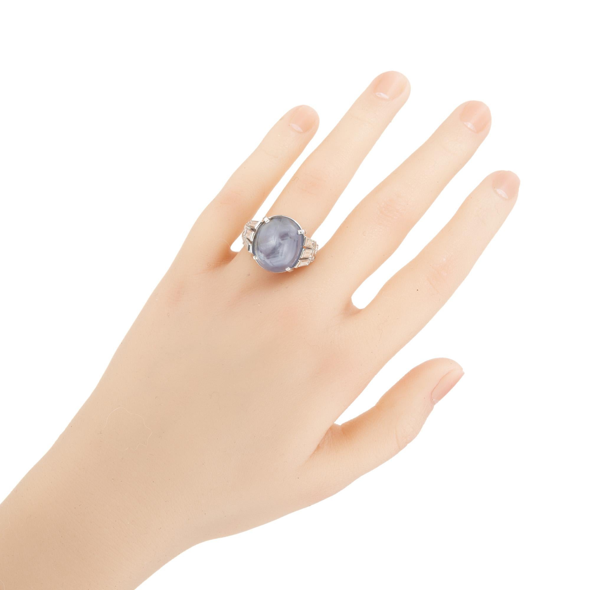 Anello in platino con zaffiro ovale e diamante certificato GIA da 23,19 carati in vendita 4