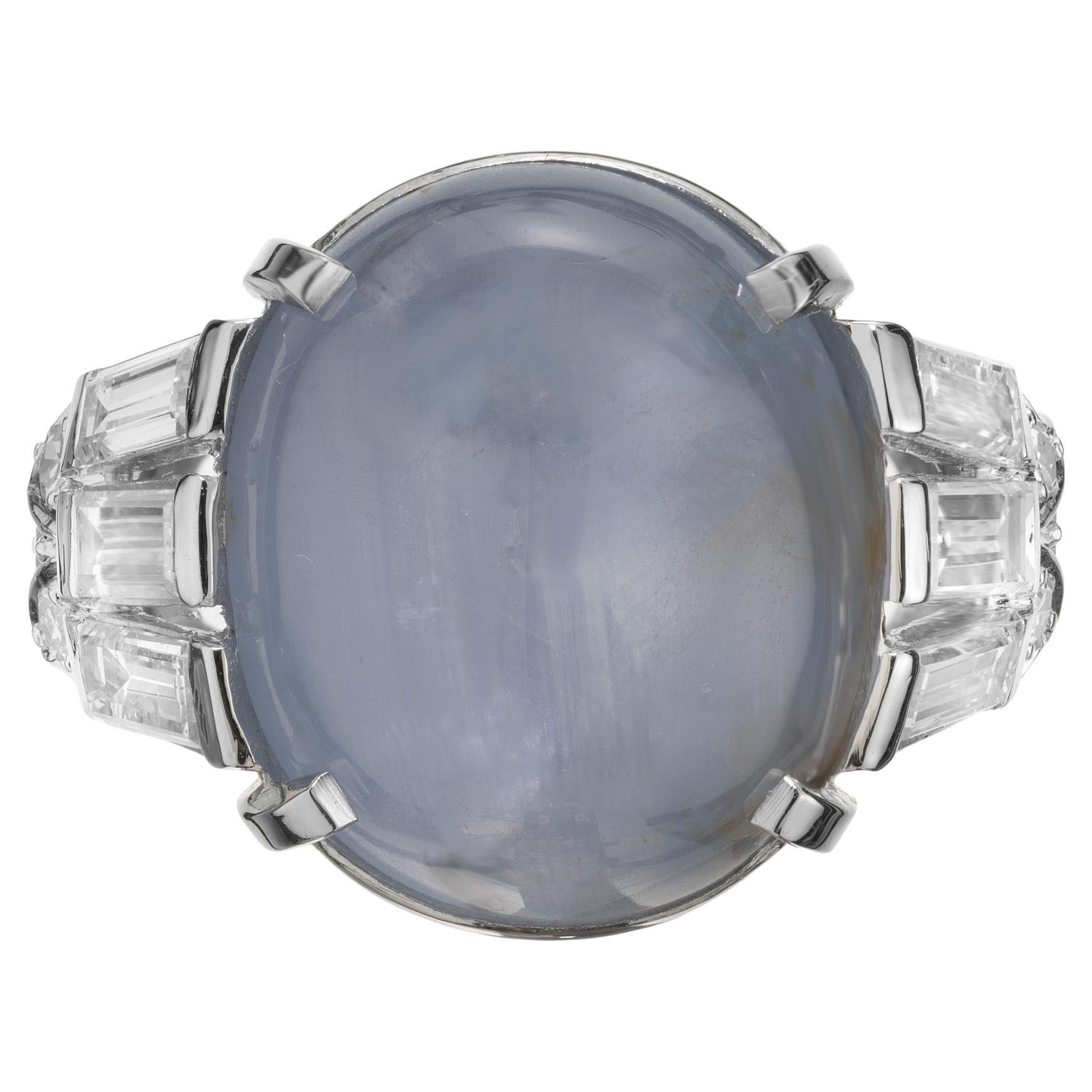 Anello in platino con zaffiro ovale e diamante certificato GIA da 23,19 carati in vendita