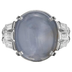GIA zertifiziert 23,19 Karat Oval Stern Saphir Diamant Platin Ring